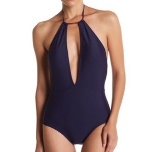 navy halter neck swimsuit