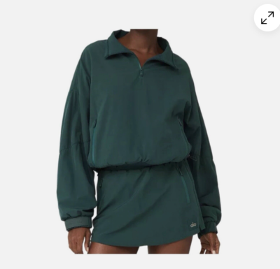 ALO Pullover Half Zip CROPPED ELEVATION COVERUP Midnight Green