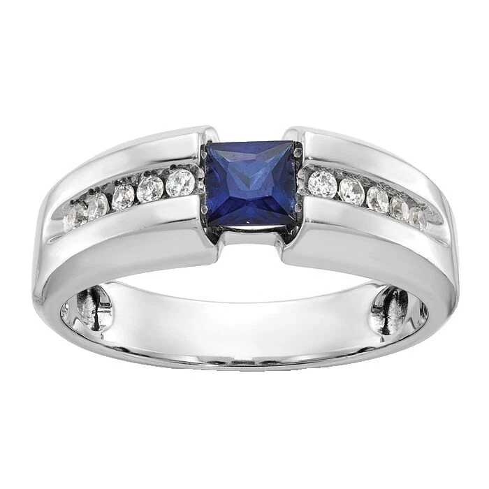 Joyas de Oro Blanco Zafiro para hombres