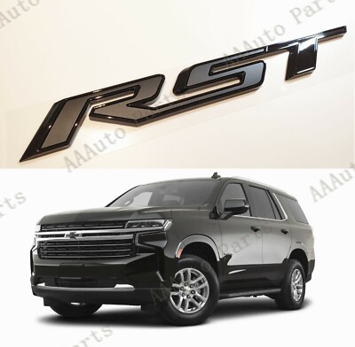 1 Tailgate RST Emblems Gloss Black Black Fit 2019+ Chevrolet Tahoe Suburban
