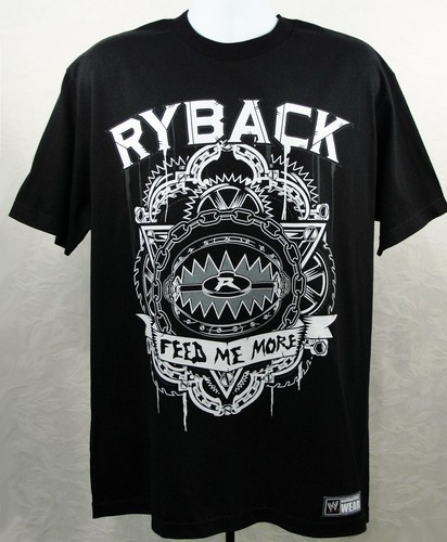 Autentica maglietta nera da uomo WW Wear Ryback Feed Me More Wrestling taglia L Large - Foto 5 di 6