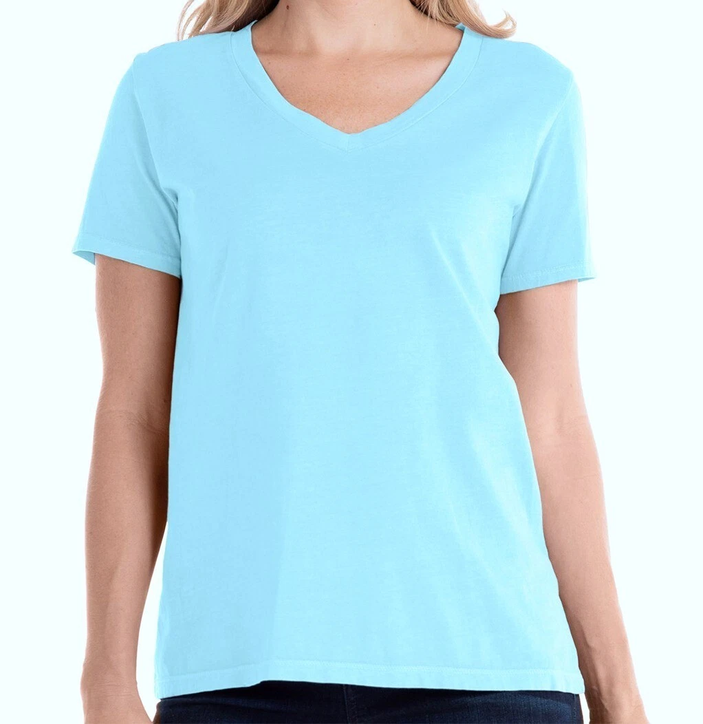 FRESH PRODUCE Small Swimming Blue $42 Cotton V Neck Tee Top NWT New S