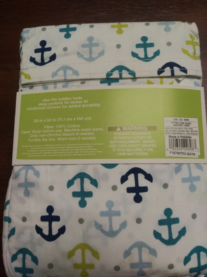 Sábana bajera ajustable tejida Circo, 28"X52", nueva con etiquetas, ancla Foto 2 de 2