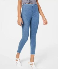 Rewash Womens Juniors' Frayed Ultra Stretch Blue Denim Jeggings Size 1 - NEW