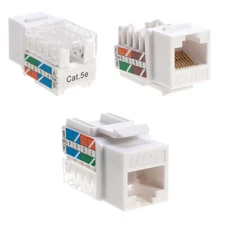Cat5e Keystone Jack Network 45° Angled 110 Punchdown 8P8C Blue LOT Pack - White