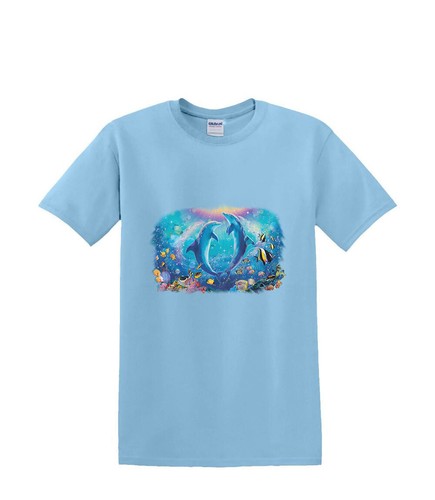 T-shirt small to 3xL DOLPHIN UNDERSEA pas de duex sealife beach nautical fun - Picture 6 of 36