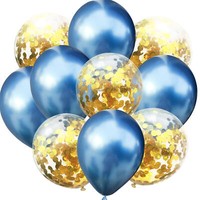 Konfetti Luftballon Set Geburtstag Party Hochzeit Jga Deko Ballons Blau Gold