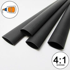 BLACK Heat Shrink Tube 4:1 ratio Dual Wall Adhesive Glue Marine waterproof