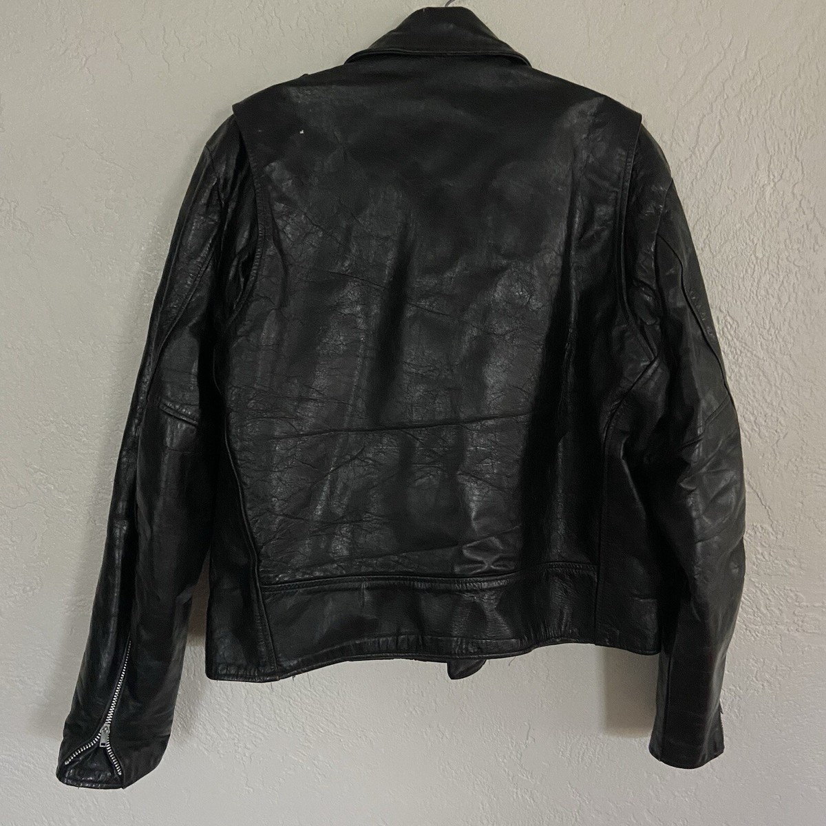 Vintage 70s Sears The Leather Shop Black Biker Jacket Belted Vintage 70s Sears The Leather Shop Black Biker Jacket Belted