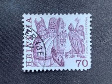 SWITZERLAND HELVETIA 1977 DEFINITIVES 70C VIOLET PROCESSIONE DI MENDRISIO - USED
