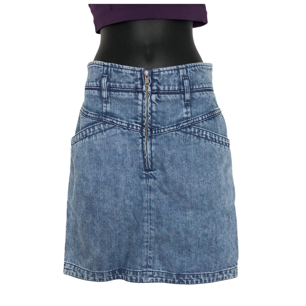 Denim Mini Skirt 25 LA VIE By REBECCA TAYLOR High Waisted Zipper