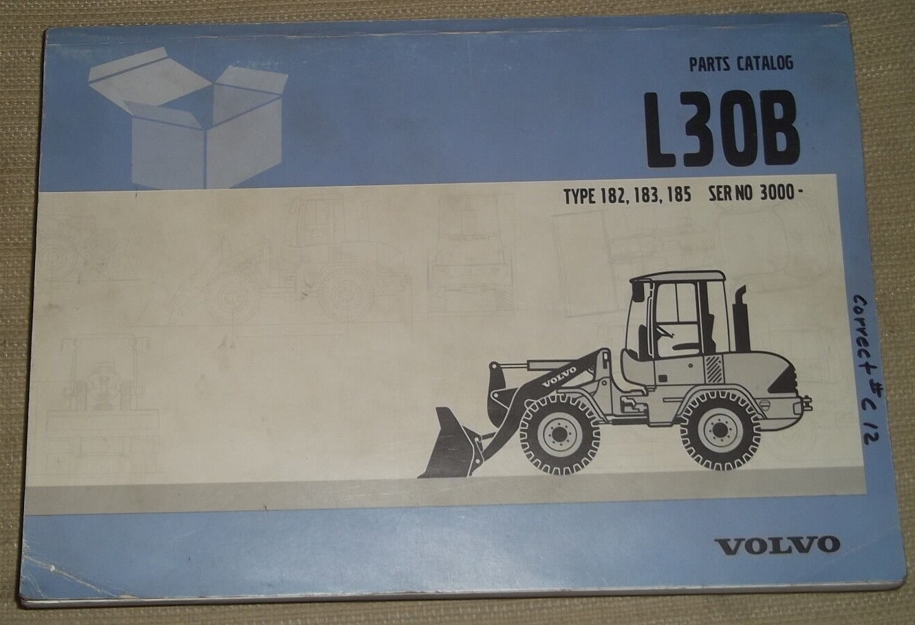 VOLVO L30B TYPE 182 183 185 WHEEL LOADER PARTS MANUAL BOOK CATALOG S/N  3000-UP | eBay