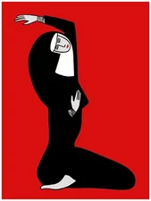 Wall Decor Poster.Fine Graphic Art Design.Dancing Nun in Red.Room.Home Art.602