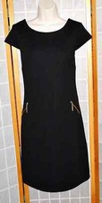 NEW Chetta B. Black Lined Knit Cap Sleeve Sheath Career~Cocktail Dress Sz. 10