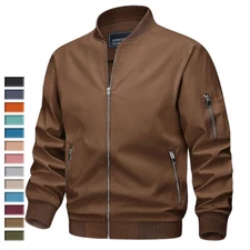 Men's Thin Bomber Jacket Spring Fall Full-Zip Lightweight Casual Sport Work Coat