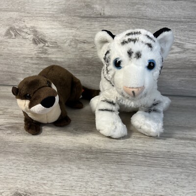 Lot of 2 Wild Republic Huggers Plush Baby White Tiger and Sea Otter