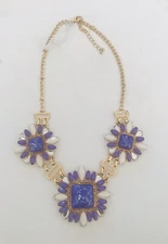 Tanya Creations Rhinestone Statement Fashion Jewelry Necklace Purple/White NWT