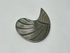 Unique Vintage Silvertone Textured 2.25" Scarf Dress Clip