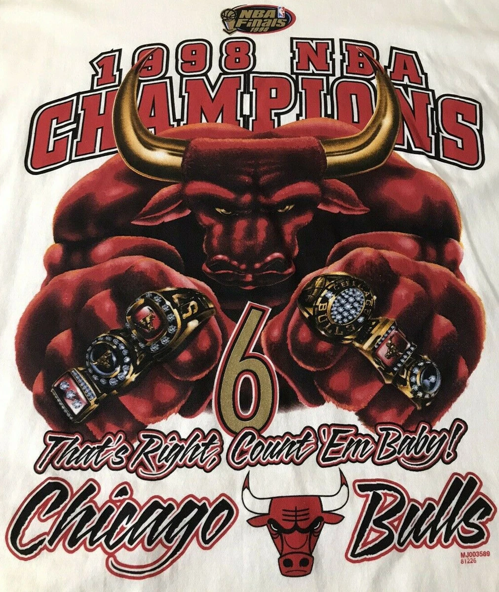 Chicago Bulls Vtg 1998 NBA FINALS CHAMPIONS COUNT EM TShirt SZ XL EUC RARE