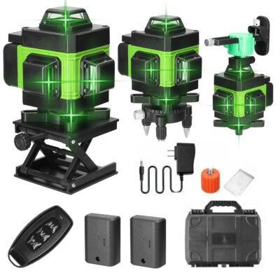 16 Lines 4D Laser Level 360° Self Leveling Rotary Cross Line Measure & 2*Battery