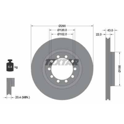 TEXTAR 2x Bremsscheibe vorne Ø290 mm Innenbelüftet für Renault Master Pro