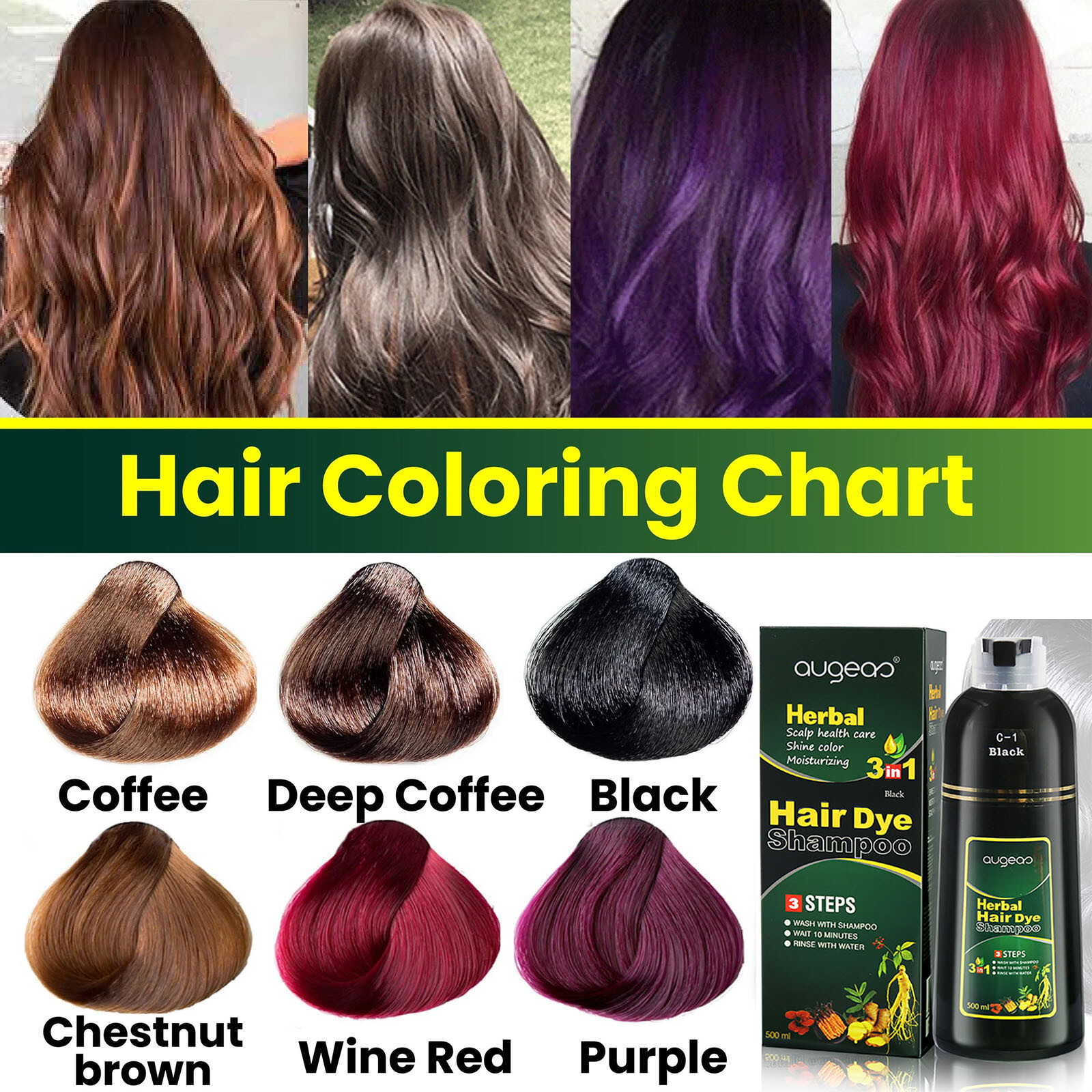 10 Mins Herbal Hair Darkening Shampoo Hotsale Control Frizz White Hair Chalk  | eBay