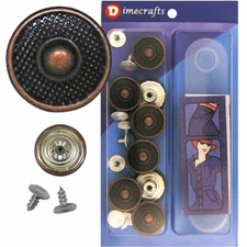  17 mm No-Sew Replacement Jean Tack Buttons w/Tool (B7BC9)  8 CT.