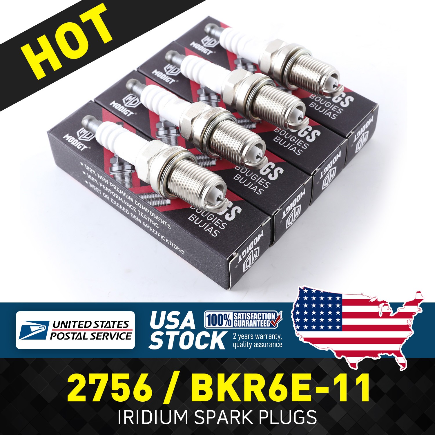 8 Pcs New Premium Iridium Spark Plugs OE# 2756 BKR6E-11 BKR6ES For Kia Mazda