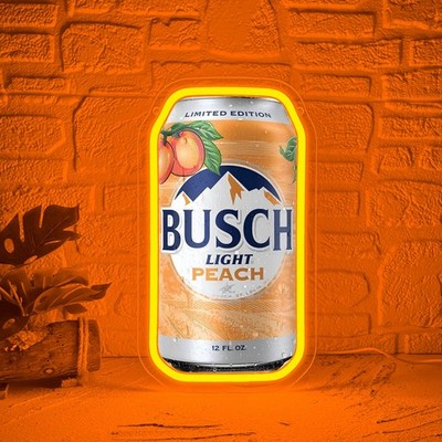 16''x8'' Light Beer Peach Can Snow Mountain LED Neon Sign With Dimmer USB Powered
