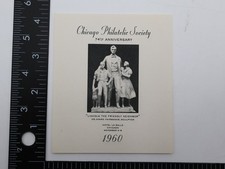 Philatelic Souvenir Label Ad Chicago Philatelic Society 74th Anniv 1960 Lincoln
