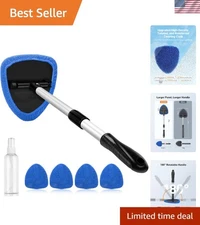 Compact Windshield Cleaner Tool Set: 60ml Spray Bottle & Reusable Pads Included
