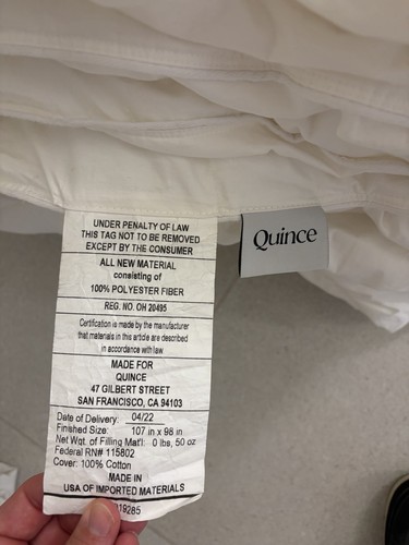 Quince Premium Down Alternative Duvet Insert King/Cal King White All-Season