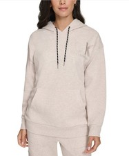 Calvin Klein Women's Eco Fleece Logo Pullover Hoodie Cortado Heather Large 59