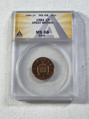 1984 Great Britain Penny Graded MS 68 RD by ANACS - Picture 4 of 8