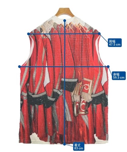 COMME des GARCONS HOMME PLUS Vests RedxWhite(Patterned) XL 2200667708662 - Foto 6 di 6