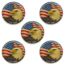 5 PCS 1776-2026 250th Anniversary US Declaration of Independence Silver Coin