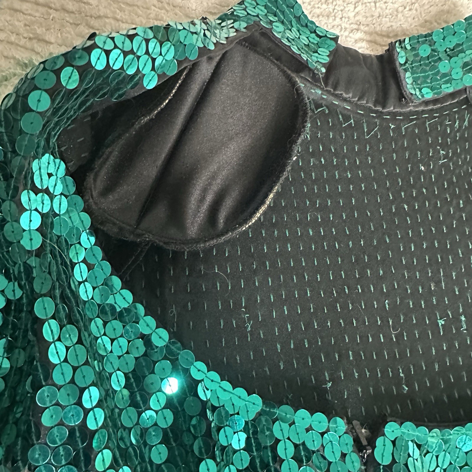 Oleg Cassini Womens Vintage Sequin Midi Gown Dress Long Sleeve Open Back Sz. 12