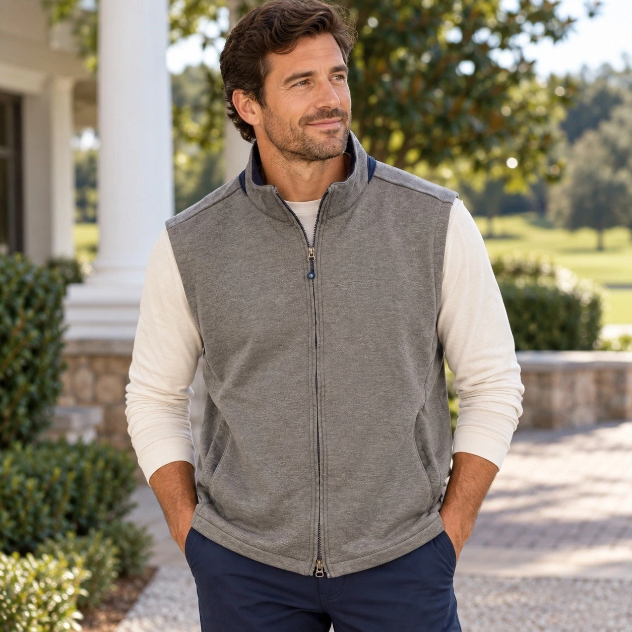 Southern Tide Tide to Trail Vest Mens XL Gray Full Zip Performance Fleece - product detail image 1