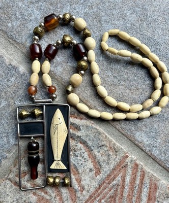 Native American Inuit Influence Necklace Artist Designer Organic Vintage