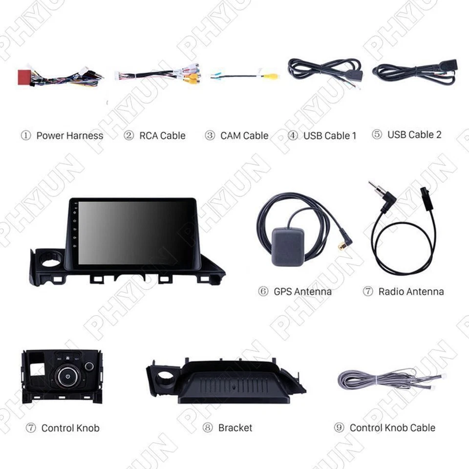 Rádio estéreo 9"" Android 10.0 navegação GPS FM WiFi para Mazda 6 Atenza 2017 LHD - Imagem 2 de 4