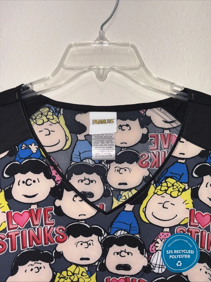Lucy Cherokee Scrubs Tooniforms Peanuts V Neck Top 2XL New With Tags - Image 3 of 4