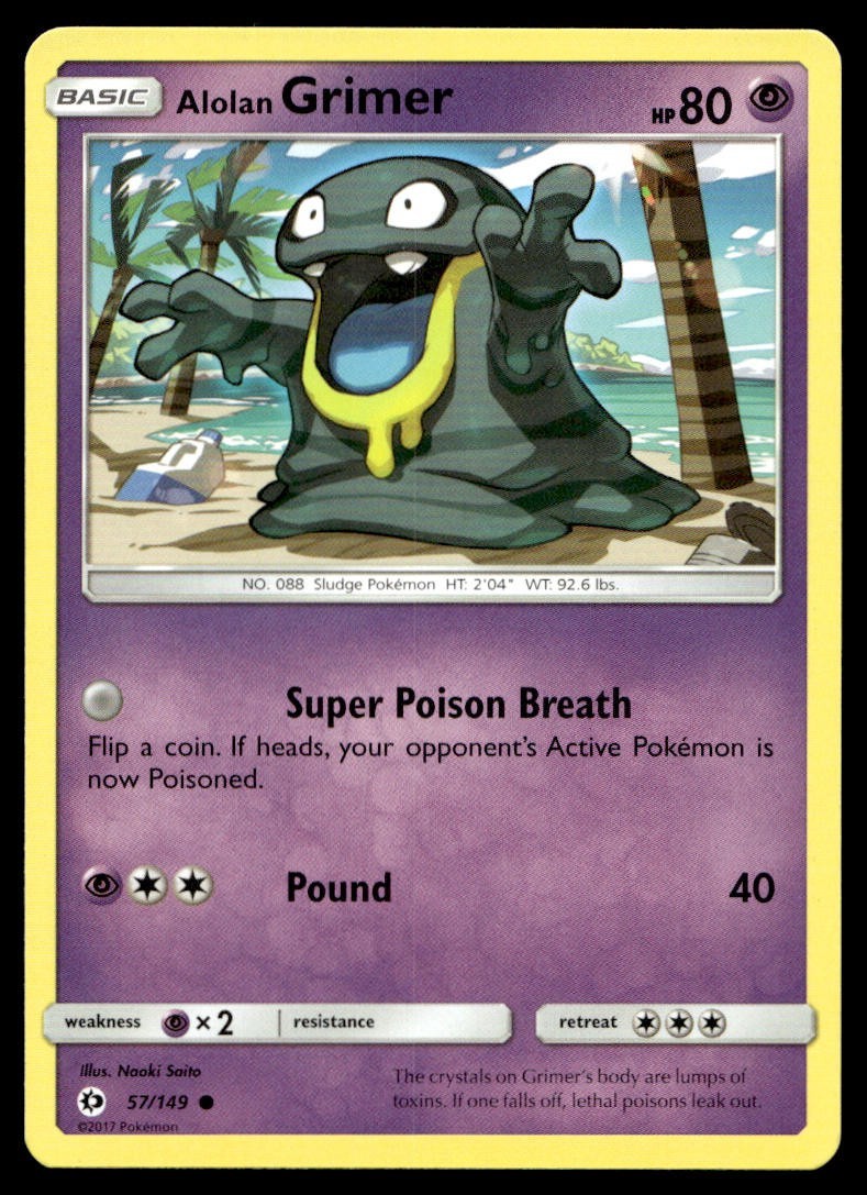 Alolan Grimer 57/149 Pokemon Card Sun & Moon Common 80 HP LP LA