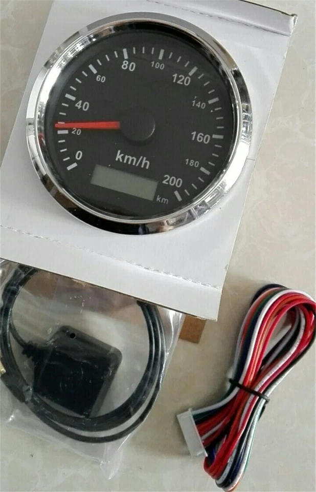 Universal 85mm Coche Marino GPS Velocímetro Odómetro 200km/h Rojo/Amarillo Retroiluminación Foto 4 de 4