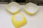 Vintage Pyrex 410 Yellow Square Hostess 4 5/8" Dip Bowl 12 Oz, Set of 3