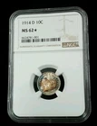 1914 D 10C Barber Dime Silver NGC MS 62☆ TONING #7345