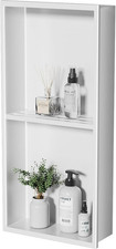 Stainless Steel Shower Niche - 2-Tier Waterproof Organizer, 24"x12", White