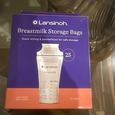 Lansinoh Breastmilk Presterilized Double Zip Storage Bags 25 Pack Baby Nursing