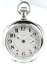 1897 Elgin 18 Size G.M. Wheeler 17 Jewels, Heavy Nickel Hinged Case. Restored!