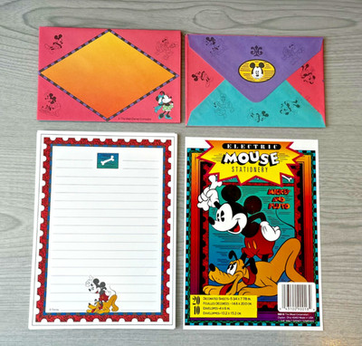 Vintage Disney 1990er Micky Maus & Pluto Brief Schreibset Papier Umschlag 