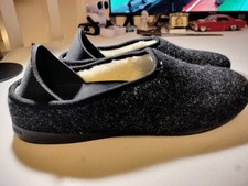 Mahabis Classic Men's Dark Gray Wool Slippers, Size 7 7.5